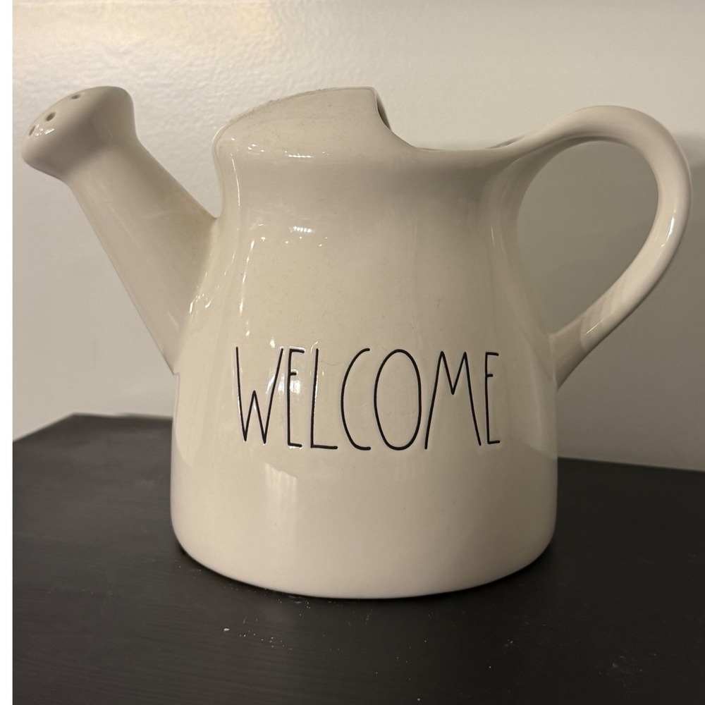 Rae Dunn Artisan Collection WELCOME Ceramic Watering Can Cream Farmhouse Decor